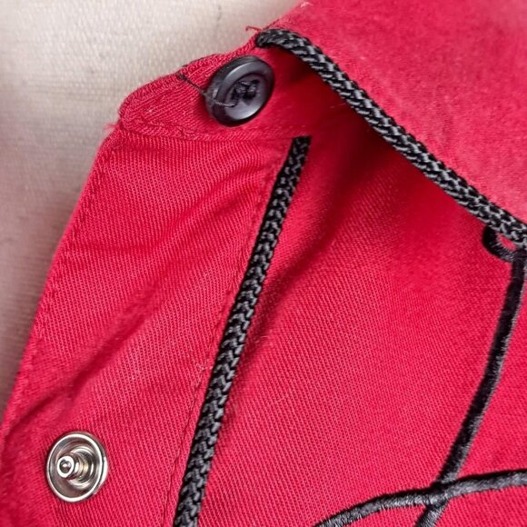 Vintage Panhandle Slim Size Medium Red Western Shirt Black Embroidery Snap Front - Picture 11 of 14